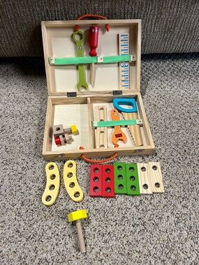 Wooden Kids Tool Kit Case - Multicolor Play Set